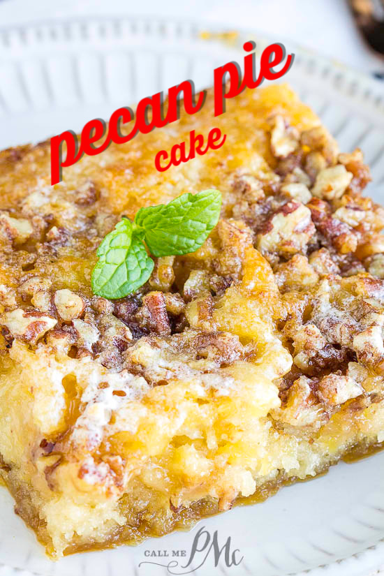 Best Pecan Pie Cake is an easy, decadent, butter, caramel and pecan flavored sheet cake. This cake recipe is from scratch and has the delicious flavors of a pecan pie! #pecans #pie #pecanpie #cake #dessert #recipe #fromscratch Best Pecan Pie Cake