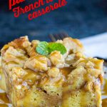 Pumpkin French Toast Casserole recipe is a mix of French toast, pumpkin pie, and coffee cake.  This is the perfect fall breakfast or brunch. Great for Thanksgiving, Christmas, or weekend mornings. #breakfast #brunch #frenchtoast #breadpudding #toast #pumpkin #streusel #recipe #dessert