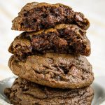 Decadent and incredibly tasty, Softbatch Cream Cheese Chocolate Chocolate Chip Cookies are pillowy soft and thick. They are always a crowd-pleaser and a chocolate lovers dream!! #cookies #Christmascookies #dessert #baked #chocolate #cookietray #easy #homemade