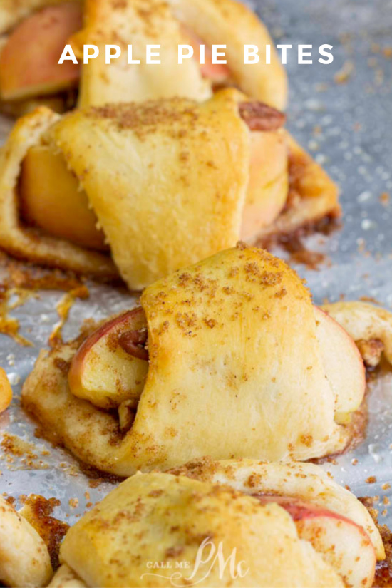 Easy Apple Pie Bites Recipe is a super quick way to enjoy the taste of apple pie in 25 minutes! This simple, easy, & fast will become your go-to snack, dessert, or breakfast. #apples #dessert #pie #applepie #recipe #easy #mini #crescentrolls #crusts #pecans