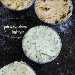 Parsley Chive Butter. Fresh basil and minced garlic cloves make delicious compound butter.