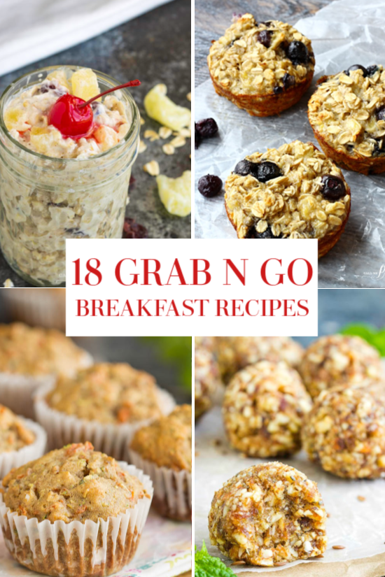 These recipes, 11 Healthy Grab and Go Breakfasts, help you save time in the morning while still enjoying a healthy, tasty meal. #healthy #healthyeating #healthyfood #recipes #breakfastrecipes