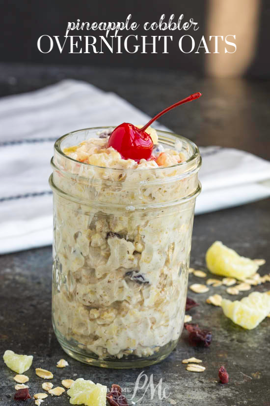 If you're looking for a grab and go breakfast that's is healthy AND taste amazing Pineapple Cobbler Overnight Oats is the recipe for you! #oats #recipe #overnightoats #healthy #pineapple #cobbler #healthyrecipe Pineapple Cobbler Overnight Oats