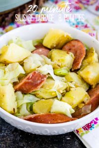 20-MINUTE SAUSAGE CABBAGE AND POTATOES