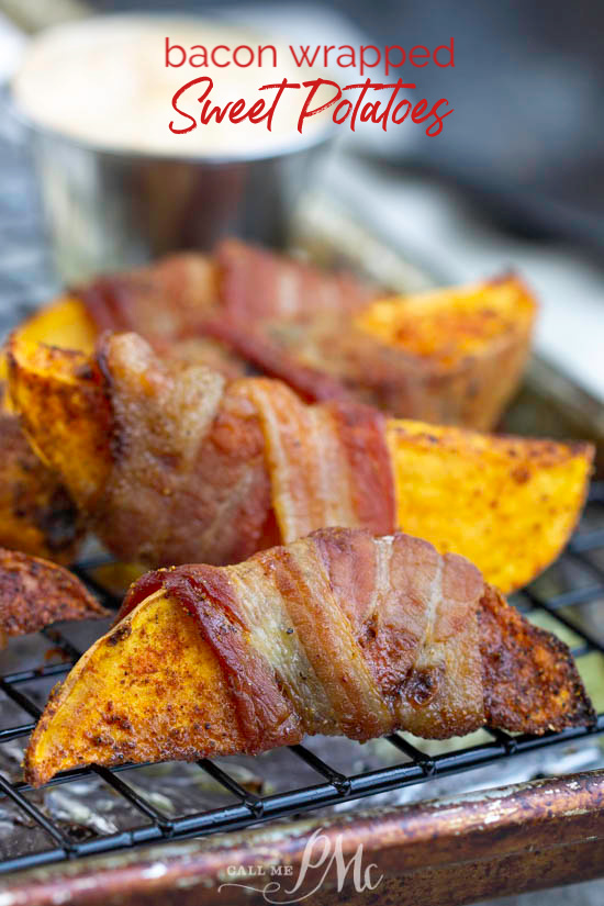 A simple yet delectable recipe, Bacon Wrapped Sweet Potato Wedges are the perfect appetizer or side dish. They are the perfect easy finger food for your holiday party or cookouts. #Glutenfree #Paleo #Whole30 #bacon #recipes #easy #sweetpotatoes #bakedsweetpotatobites #bakedsweetpotatoappetizer #sweetpotatobitesfingerfood #fingerfood #crispysweetpotatobites #appetizerrecipes #sweetpotatorecipes #healthyholidayrecipes #whole30recipes #whole30holidayrecipes #whole30diet Bacon Wrapped Sweet Potato Wedges