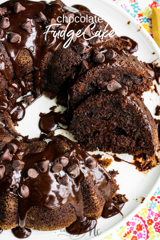 Chocolate Fudge Bundt Cake Recipe is a devilishly rich, ridiculously moist & decadently fudgy recipe that's topped with a short-cut chocolate ganache. #cake #chocolate #chocolatecake #chocolatebundtcake #bundtcake #withpudding #sourcream #recipe #easy #frombox #mix #glaze #homemade #deathby #frosting #best #German 