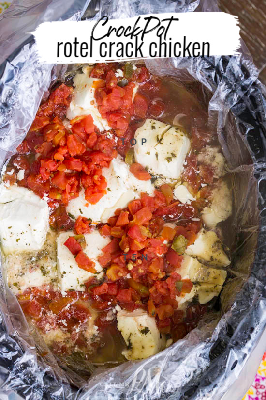Crock Pot Rotel Crack Chicken is the perfect mix of flavors & textures. Spicy, creamy, hearty, & delicious. #LowCarb #keto friendly Easy family-friendly recipe that everyone loves! #chicken #recipe #recipeoftheday #crackchicken Crock Pot Rotel Crack Chicken