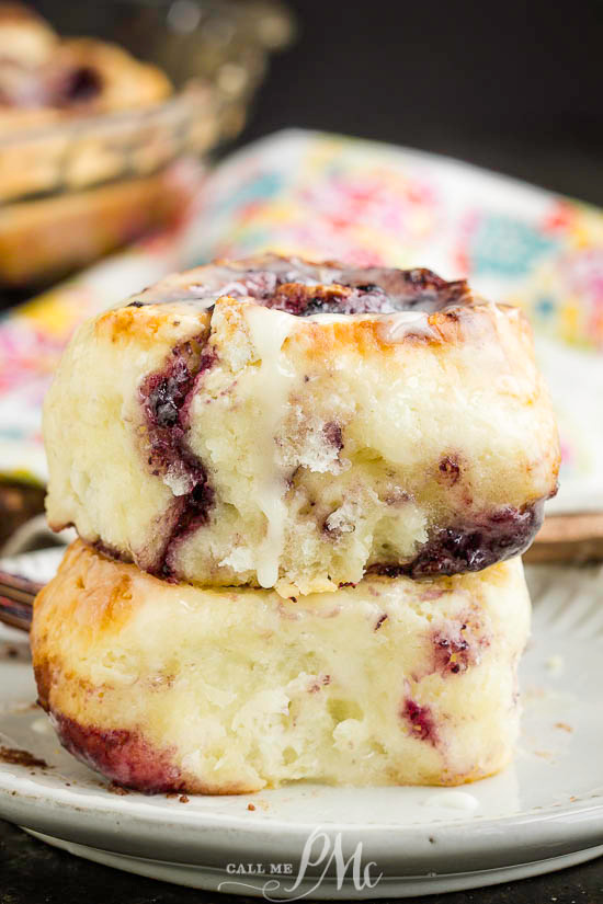 No Yeast Blueberry Cinnamon Rolls 