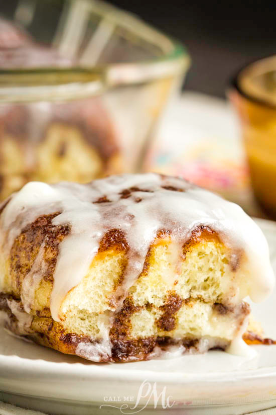 Quick Cinnamon Hawaiian Rolls start with premade rolls. They're covered with a blanket of cinnamon butter then smothered with glaze. Pure, cinnamon roll heaven in 15 minutes! #cinnamonrolls #cinnamon #Hawaiianrolls #bread #easy #breakfast #sweetrolls