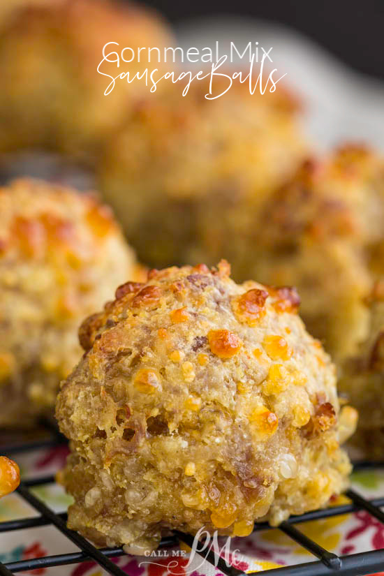 Jiffy Cornmeal Sausage Balls are not your average ordinary sausage balls. Instead, they're made with cornmeal, sausage, and cheese. #sausage #sausageball #recipe #cheese #cornmeal #appetizer Jiffy Cornmeal Sausage Balls