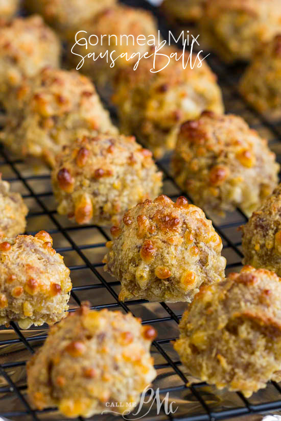 Cornmeal Sausage Balls are not your average ordinary sausage balls. Instead, they're made with cornmeal, sausage, and cheese. #sausage #sausageball #recipe #cheese #cornmeal #appetizer Jiffy Cornmeal Sausage Balls