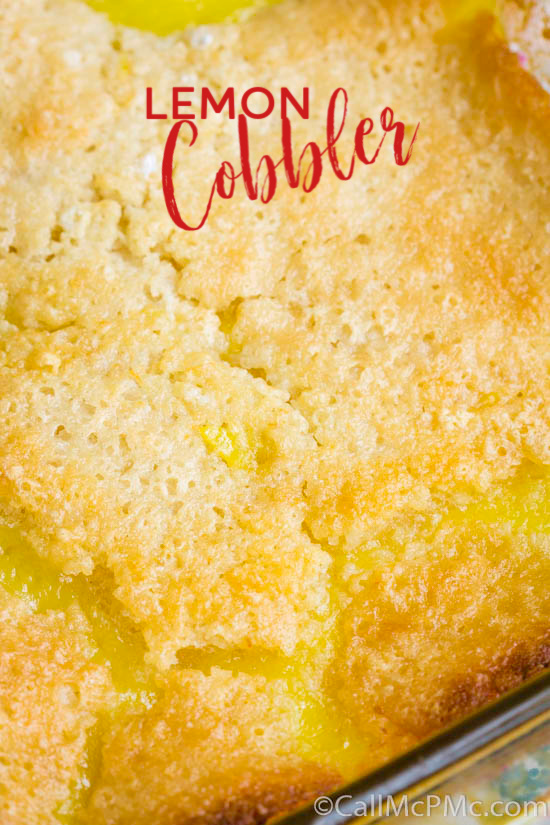 Easy Lemon Cobbler is a simple recipe that takes just minutes to prepare. It's bright, bold, sweet, and tart and you'll love every bite of this lemony dessert. #homemade #cobbler #dessert #recipe #easy #cake #buttermilk Lemon Cobbler