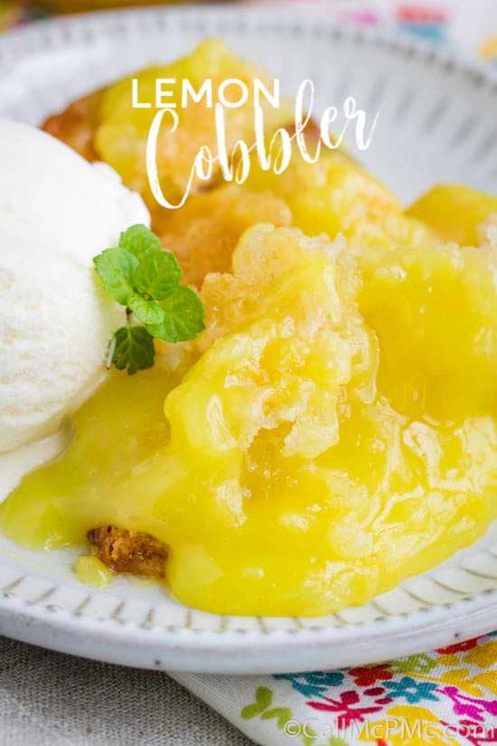 Easy Lemon Cobbler is a simple recipe that takes just minutes to prepare. It's bright, bold, sweet, and tart and you'll love every bite of this lemony dessert. #homemade #cobbler #dessert #recipe #easy #cake #buttermilk