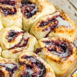 No Yeast Blueberry Cinnamon Rolls