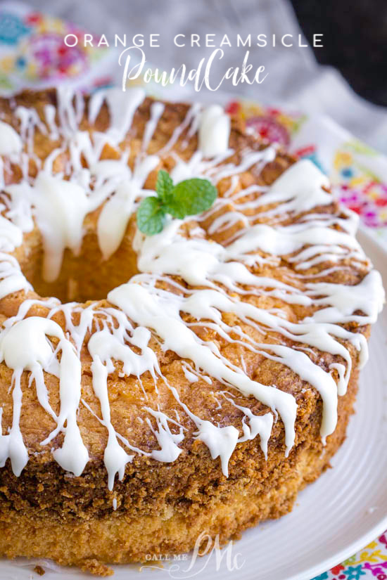 Orange Creamsicle Pound Cake has a bright citrus flavor and a cream soda glaze that you can't stop eating! It's dense, butter, and velvety smooth. #cake #poundcake #poundcakepaula #dessert #recipe #easy #creamsicle #orange #orangecreamsicle #homemade #southern #food #eat #creamcheese #buttermilk Orange Creamsicle Pound Cake