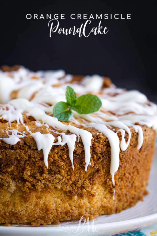 Orange Creamsicle Pound Cake has a bright citrus flavor and a cream soda glaze that you can't stop eating! It's dense, butter, and velvety smooth. #cake #poundcake #poundcakepaula #dessert #recipe #easy #creamsicle #orange #orangecreamsicle #homemade #southern #food #eat #creamcheese #buttermilk Orange Creamsicle Pound Cake