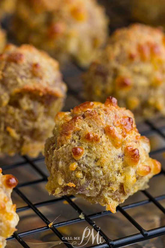 Cornmeal Mix Sausage Balls are not your average ordinary sausage balls. Instead, they're made with cornmeal, sausage, and cheese. #sausage #sausageball #recipe #cheese #cornmeal #appetizer Jiffy Cornmeal Sausage Balls