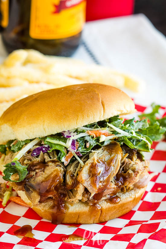 Braised Pulled Pork Sandwiches with Kale Slaw