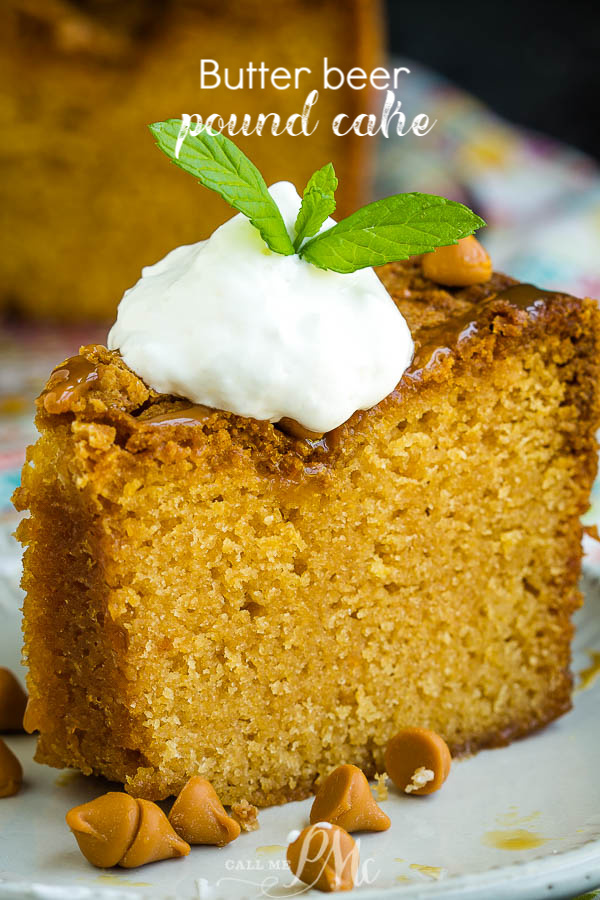 Butterbeer Pound Cake Recipe is a buttery, sweet, and tender classic pound cake recipe that's flavored with butterscotch.