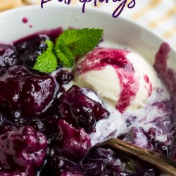 Southern Blueberry Dessert Dumplings is an old-fashioned, homey dessert that's pure fruity bliss! #blueberries #dessert #dumplings #recipe #homemade