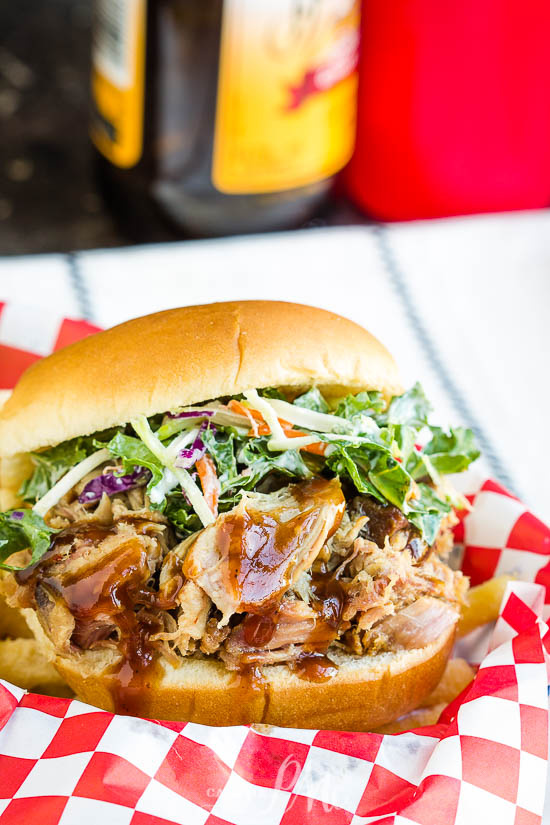 Braised Pulled Pork Sandwiches with Kale Slaw