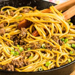 Ground Beef Mongolian Noodles