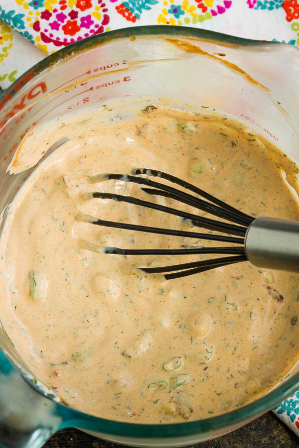 Chipotle Ranch Dressing in a mixing bowl.