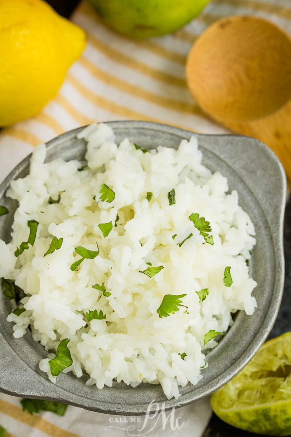 Chipotle's Cilantro Lime Rice Recipe is light, zesty, and fresh. This side dish brightens any meal and it's so easy to make! #lime #rice #cilantro #recipe #sidedish #Chipotle #copycat #TexMex Chipotle\'s Cilantro Lime Rice