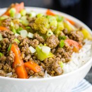 Ground Beef Teriyaki Bowl is super easy, delicious, and healthy meal that easily fits into meal prepping plans and low carb diets. #mealtprep #recipe #teriyaki #bowl #easy #quick #20minutemeal #rice #groundturkey #turkey #healthy #asian