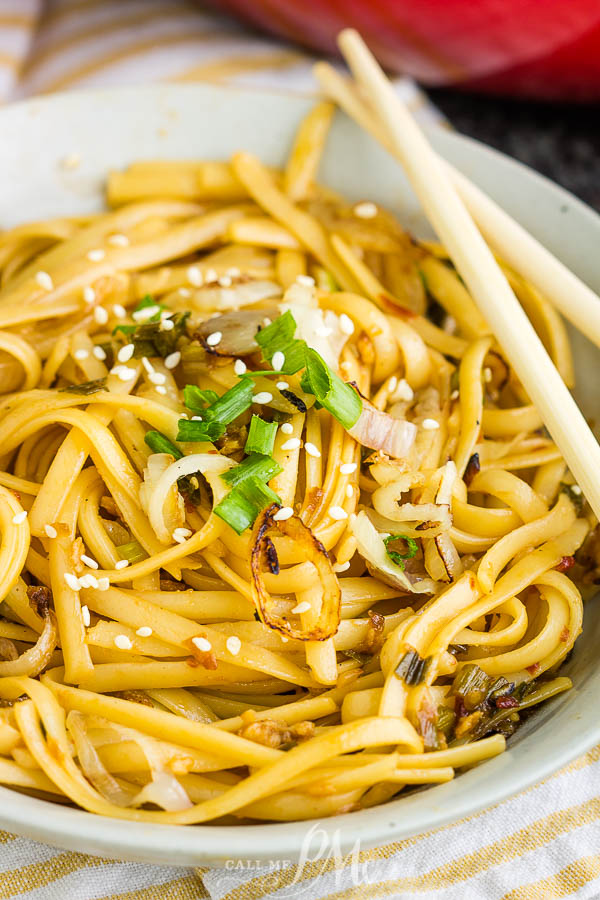bowl of noodles with sesame seeds Chili Garlic Noodles