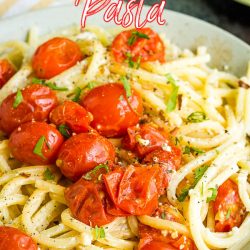 Blistered Tomato Ricotta Pasta Recipe is easy to make, has simple ingredients, has ridiculously amazing flavors, and takes minutes to make! #tomato #pasta #recipe #blisteredtomato #easy