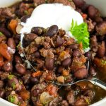 Cuban Black Beans and Sausage, if you have a large family or crowd to feed, need a budget-friendly meal, or like to use pantry staples, #recipe #slowcooker #oven #blackbeans #driedblackbeans #sausage #easy #stew #soup #TexMex