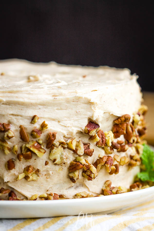 gingerbread layer cake frosted and garnished with pecans So tasty and delicious, Gingerbread Layer Cake