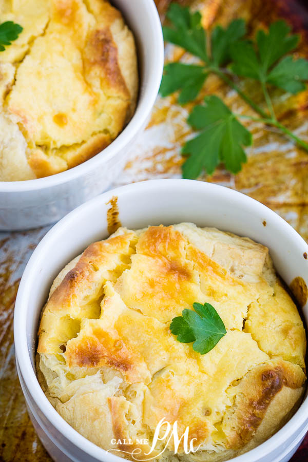 Deliciously light & fluffy, Panera Bread 4 Cheese Souffle Recipe is surprisingly easy to make for special occasions any time of year! #souffle #eggsouffle #eggs #quiche #copycatrecipe #recipe #breakfast #brunch Panera Bread 4 Cheese Souffle
