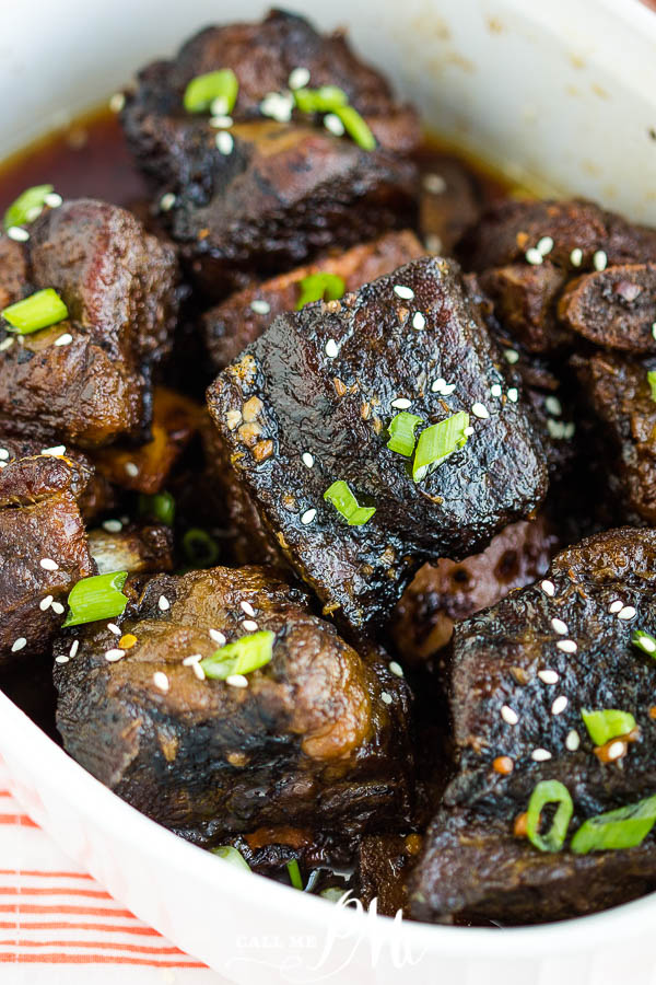 Tender, fall-off-the-bone Braised Korean Spicy and Sweet Short Ribs are sautéed then slow-cooked in a rich Korean marinade. #shortribs #ribs #Koreanfood #recipe #sweetheat #sweetspicy #spicysweet #Asian #slowcooker