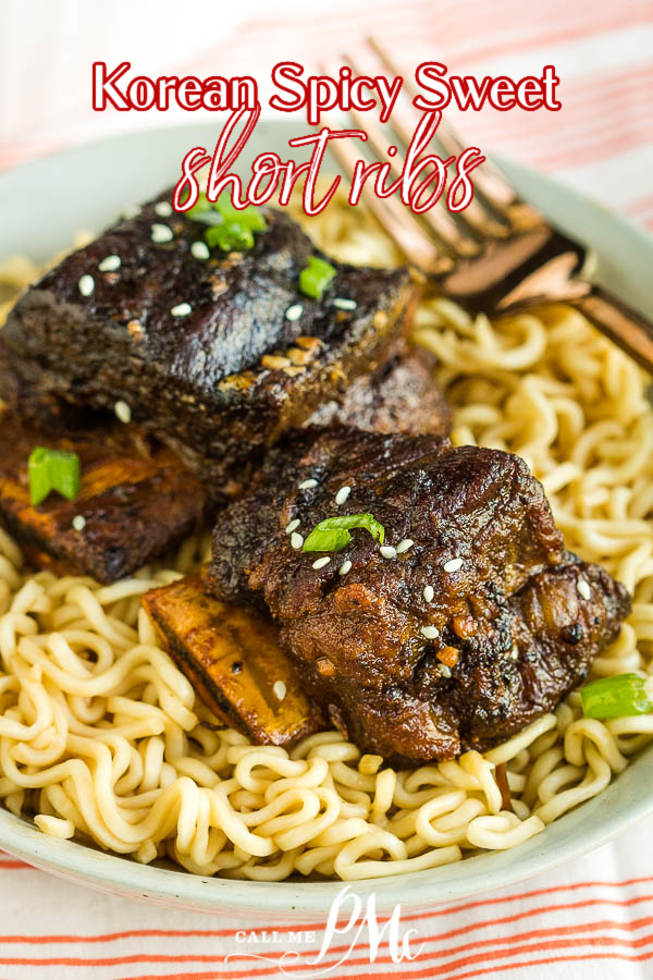 Tender, fall-off-the-bone Braised Korean Spicy and Sweet Short Ribs are sautéed then slow-cooked in a rich Korean marinade. #shortribs #ribs #Koreanfood #recipe #sweetheat #sweetspicy #spicysweet #Asian #slowcooker Spicy and Sweet Short Ribs