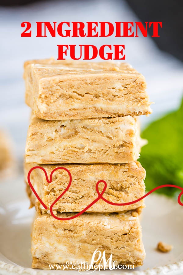 2 Ingredient Cookie Butter Fudge is a no-bake fudge recipe made from cookie butter and frosting. It's quick, simple, and out-of-this-world delicious!! #fudge #gifts #homemade #cookiebutter #frosting #2ingredient #recipe #reicpeoftheday #callmepmc