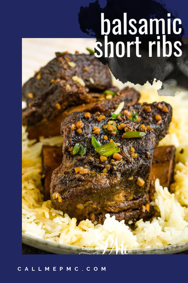 Balsamic Braised Short Ribs, you can't go wrong with short ribs braised in balsamic vinegar cooked until they fall off the bone! #balsamic #shortribs #recipe #dinner #entree #beef Balsamic Braised Short Ribs