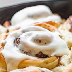 Cinnamon rolls with cream cheese icing.