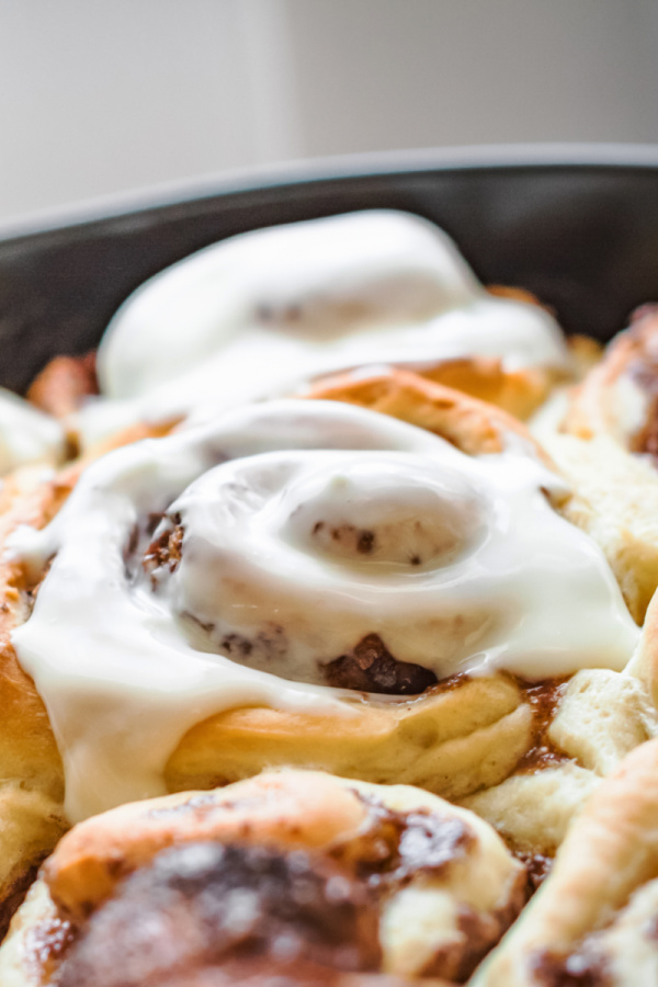 Cinnamon rolls with cream cheese icing.