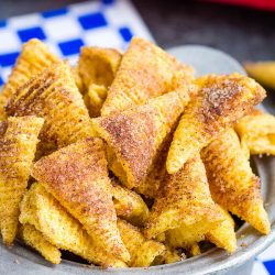 Easy Churro Bugles Recipe - These churros are a sugary delight! It takes just four ingredients and 15 minutes to make this easy snack! #recipe #churros #cinnamon #sugar #snack #recipe