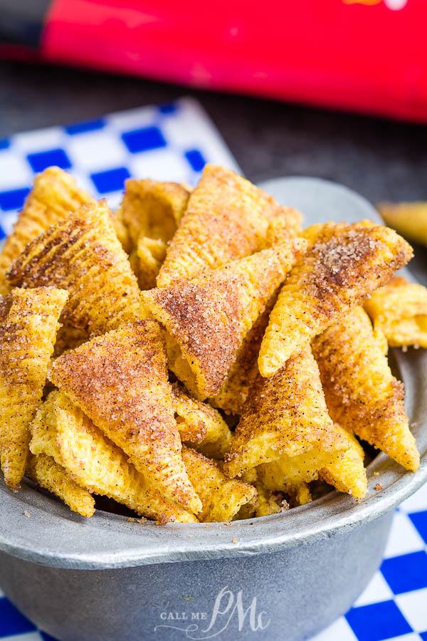 Easy Churro Bugles Recipe - These churros are a sugary delight! It takes just four ingredients and 15 minutes to make this easy snack! #recipe #churros #cinnamon #sugar #snack #recipe