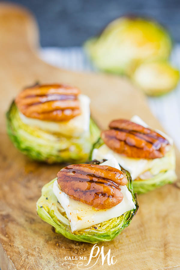 Gluten free ยท Serves 10 ยท The ultimate appetizer recipe!! Roasted Brussel sprouts with brie cheese, pecans, & hot honey! These tiny bites are the perfect appetizer or game day food that everyone go crazy about! #hothoney #superbowl #healthyappetizers #gameday #brusselsprouts #appetizerrecipes Roasted Brussel sprouts with brie cheese, pecans, & hot honey