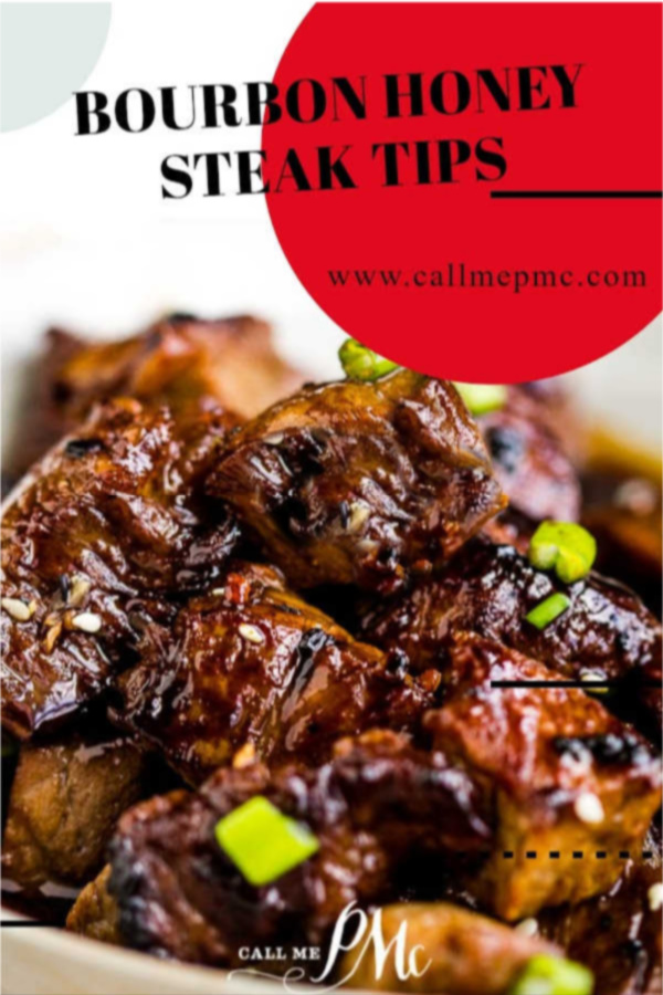bowl of steak cubes Bourbon Honey Steak Tips