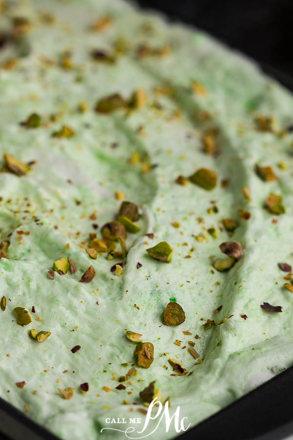 Watergate cake with green frosting Whipped Cream Frosted Pistachio Poke Cake