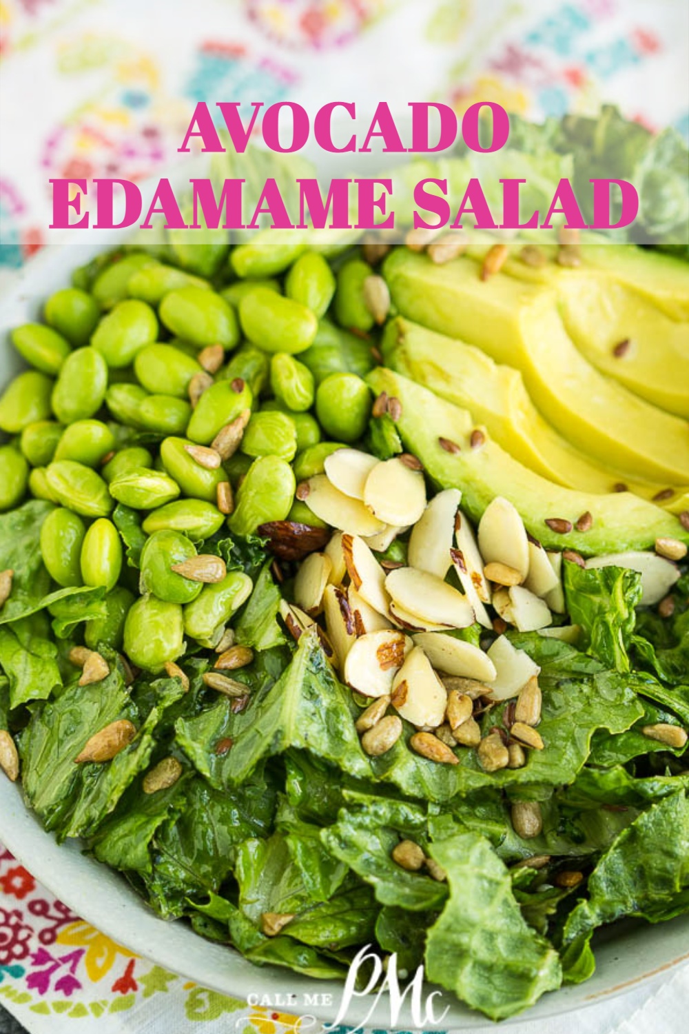 Avocado Edamame Salad Recipe is a superfood dream! It's loaded with lettuce, avocado, edamame, cilantro, green onions & lime vinaigrette #salad #recipe #callmepmc Avocado Edamame Salad