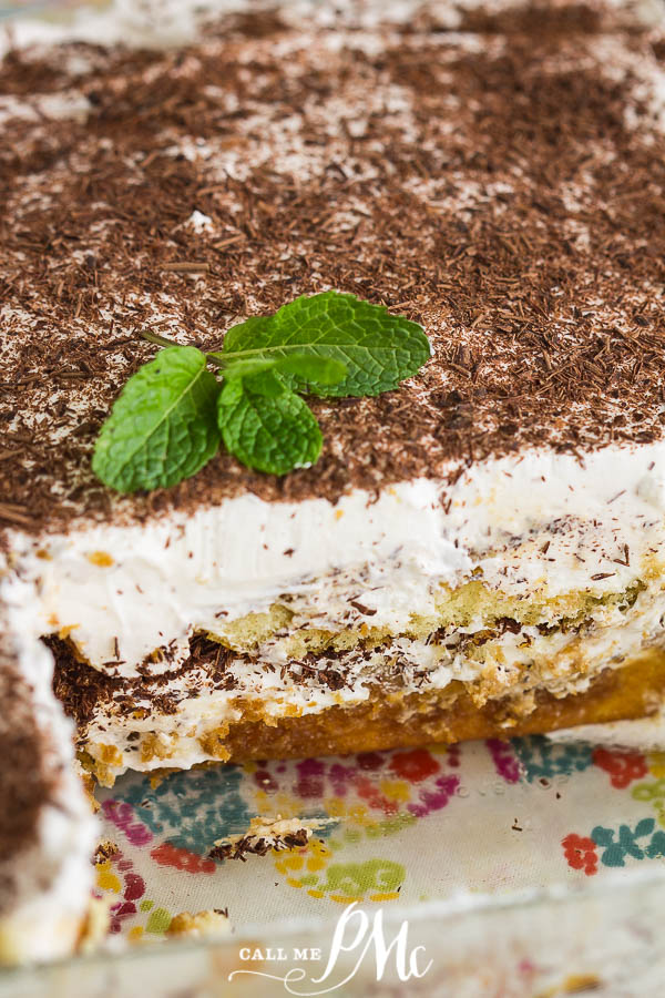 Amaretto Twinkie Tiramisu recipe has delicious cream filling with amaretto & espresso-infused Twinkies! No-bake, make-ahead dessert. #dessert #baking #recipe #Twinkie #coffee #espresso #makeahead #nobake #callmepmc no bake dessert