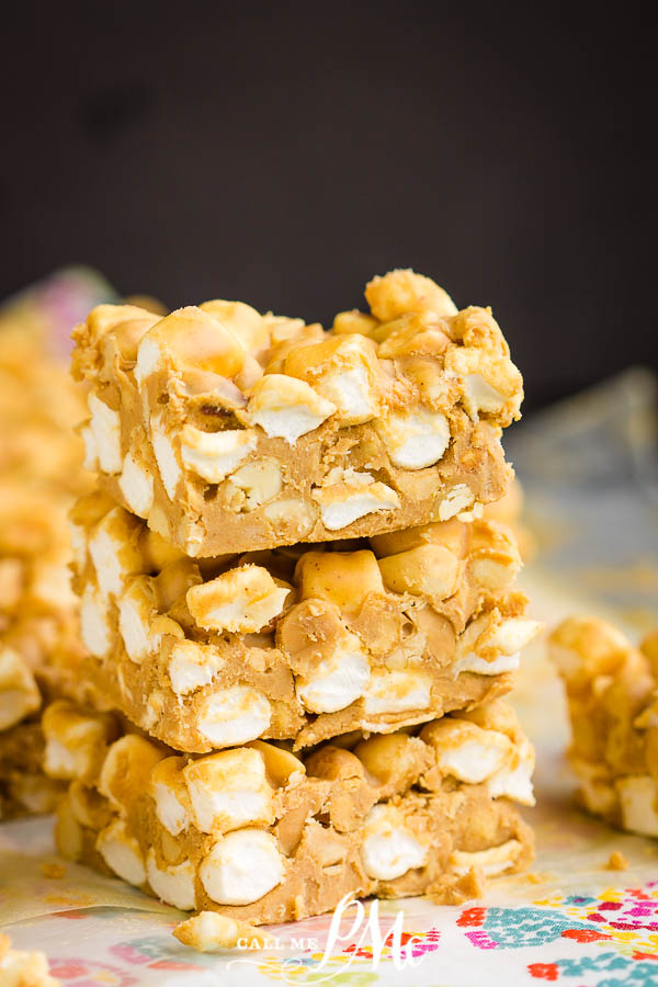 Stack of peanut butter marshmallow squares