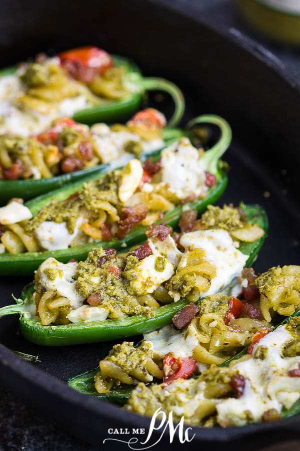  jalapeno peppers are stuffed with pesto pasta 