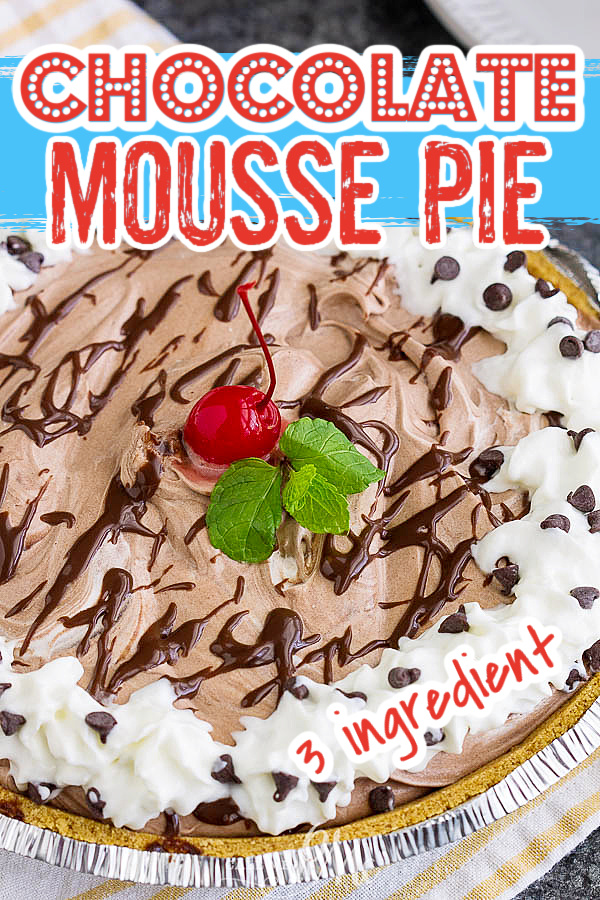 3 Ingredient Chocolate Mousse Pie is super easy to make and is always a crowd-pleaser. It's creamy, light, no-bake, and has no eggs, and no pudding.